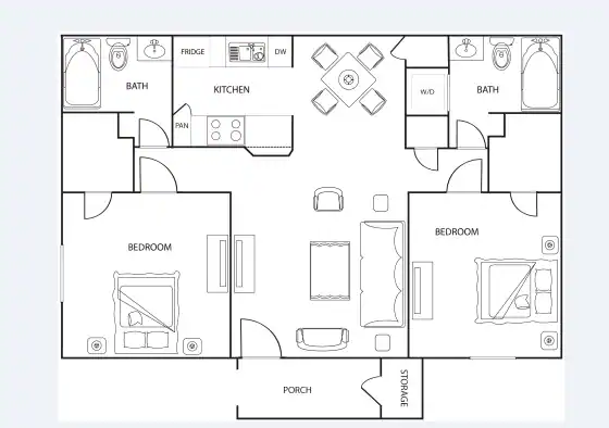 Two Bedroom | Two Bathroom floor plan
